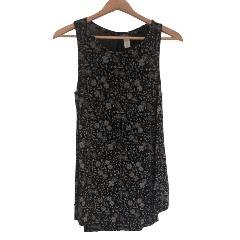 Old Navy Luxe Sleeveless Monochrome Floral Pattern Tank Top